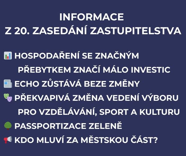 Informace z 20. zasedání zastupitelstva